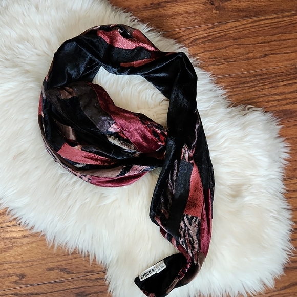 Chico's Accessories - Chico's Vintage Animal Print Patchwork Velour Scarf